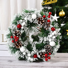 Load image into Gallery viewer, Livingandhome 32cm Snow Flocked Christmas Artificial Wreath with Classical Xmas Ornaments, CD0382