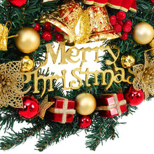 Load image into Gallery viewer, Livingandhome 30cm Christmas Artificial Wreath with Xmas Baubles Bells Bow Knots, CD0383