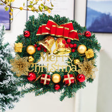 Load image into Gallery viewer, Livingandhome 30cm Christmas Artificial Wreath with Xmas Baubles Bells Bow Knots, CD0383