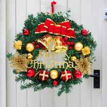Load image into Gallery viewer, Livingandhome 30cm Christmas Artificial Wreath with Xmas Baubles Bells Bow Knots, CD0383