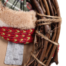 Load image into Gallery viewer, Livingandhome 29cm Christmas Handcraft Wicker Wreath with Xmas Snowman Dolls, CD0386