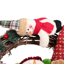 Load image into Gallery viewer, Livingandhome 29cm Christmas Handcraft Wicker Wreath with Xmas Snowman Dolls, CD0386