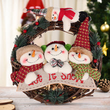 Load image into Gallery viewer, Livingandhome 29cm Christmas Handcraft Wicker Wreath with Xmas Snowman Dolls, CD0386