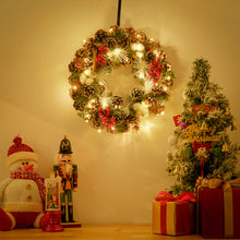 Load image into Gallery viewer, Livingandhome Pre-lit Spruced Artificial Christmas Wreath with Pine Cones, CD0460