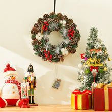 Load image into Gallery viewer, Livingandhome Pre-lit Spruced Artificial Christmas Wreath with Pine Cones, CD0460