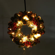 Load image into Gallery viewer, Livingandhome Pre-lit Spruced Artificial Christmas Wreath with Pine Cones, CD0460