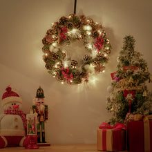 Load image into Gallery viewer, Livingandhome Pre-lit Spruced Artificial Christmas Wreath with Pine Cones, CD0460
