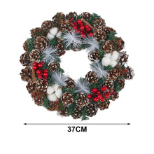 Load image into Gallery viewer, Livingandhome Pre-lit Spruced Artificial Christmas Wreath with Pine Cones, CD0460