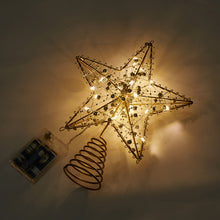 Load image into Gallery viewer, Livingandhome Modern Metal Pre-Lit Star Christmas Tree Topper with Beads, CD0477
