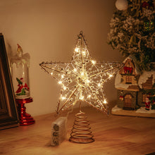 Load image into Gallery viewer, Livingandhome Modern Metal Pre-Lit Star Christmas Tree Topper with Beads, CD0477