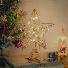 Load image into Gallery viewer, Livingandhome Modern Metal Pre-Lit Star Christmas Tree Topper with Beads, CD0477