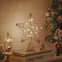 Load image into Gallery viewer, Livingandhome Modern Metal Pre-Lit Star Christmas Tree Topper with Beads, CD0477