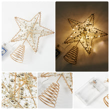 Load image into Gallery viewer, Livingandhome Modern Metal Pre-Lit Star Christmas Tree Topper with Beads, CD0477