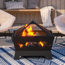 Load image into Gallery viewer, 67CM Square Fire Pit Garden Patio Heater Brazier with Poker