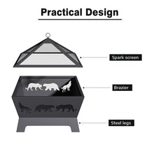 Load image into Gallery viewer, 67CM Square Fire Pit Garden Patio Heater Brazier with Poker