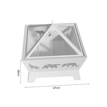 Load image into Gallery viewer, 67CM Square Fire Pit Garden Patio Heater Brazier with Poker