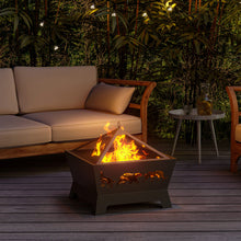 Load image into Gallery viewer, 67CM Square Fire Pit Garden Patio Heater Brazier with Poker