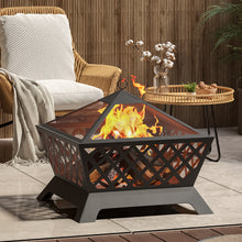 Load image into Gallery viewer, 63.5cm 2 in 1 Iron Outdoor Fire Pit Patio Heater Metal Square Fire pit