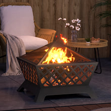 Load image into Gallery viewer, 63.5cm 2 in 1 Iron Outdoor Fire Pit Patio Heater Metal Square Fire pit