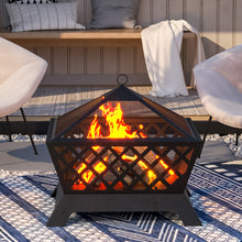 Load image into Gallery viewer, 63.5cm 2 in 1 Iron Outdoor Fire Pit Patio Heater Metal Square Fire pit