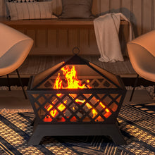 Load image into Gallery viewer, 63.5cm 2 in 1 Iron Outdoor Fire Pit Patio Heater Metal Square Fire pit