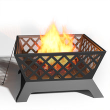 Load image into Gallery viewer, 63.5cm 2 in 1 Iron Outdoor Fire Pit Patio Heater Metal Square Fire pit
