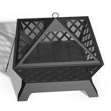 Load image into Gallery viewer, 63.5cm 2 in 1 Iron Outdoor Fire Pit Patio Heater Metal Square Fire pit