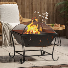 Load image into Gallery viewer, 59CM Fire Pit with BBQ Grill Shelf Garden Patio Heater Brazier with Poker