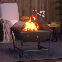 Load image into Gallery viewer, 59CM Fire Pit with BBQ Grill Shelf Garden Patio Heater Brazier with Poker