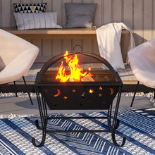 Load image into Gallery viewer, 59CM Fire Pit with BBQ Grill Shelf Garden Patio Heater Brazier with Poker