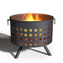 Load image into Gallery viewer, 60CM Round Hollow Border Fire Pit Garden Patio Heater Brazier with Poker