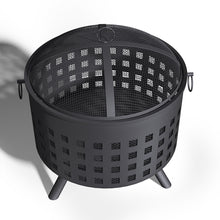 Load image into Gallery viewer, 60CM Round Hollow Border Fire Pit Garden Patio Heater Brazier with Poker