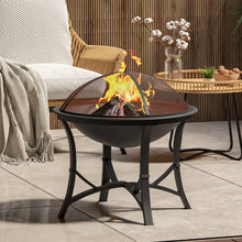 Load image into Gallery viewer, 54cm Dia. Outdoor Fire Pit Log Wood Charcoal Burner with Mesh Screen Cover