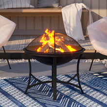 Load image into Gallery viewer, 54cm Dia. Outdoor Fire Pit Log Wood Charcoal Burner with Mesh Screen Cover