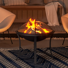 Load image into Gallery viewer, 54cm Dia. Outdoor Fire Pit Log Wood Charcoal Burner with Mesh Screen Cover