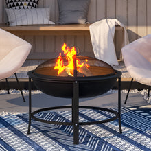 Load image into Gallery viewer, 66cm Large Steel Metal Fire Pit Outdoor Garden Patio Heater Camping Bowl