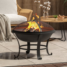 Load image into Gallery viewer, 60cm Large Iron Outdoor Fire Pit Round Steel Fire Bowl Log Wood Burner