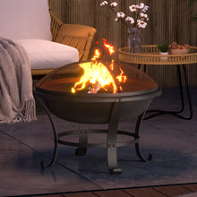 Load image into Gallery viewer, 60cm Large Iron Outdoor Fire Pit Round Steel Fire Bowl Log Wood Burner
