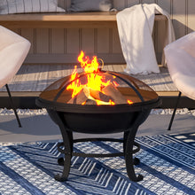 Load image into Gallery viewer, 60cm Large Iron Outdoor Fire Pit Round Steel Fire Bowl Log Wood Burner