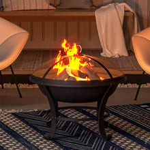 Load image into Gallery viewer, 60cm Large Iron Outdoor Fire Pit Round Steel Fire Bowl Log Wood Burner