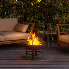 Load image into Gallery viewer, 60cm Large Iron Outdoor Fire Pit Round Steel Fire Bowl Log Wood Burner