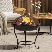 Load image into Gallery viewer, 47.5CM Fire Pit with Shelf Rack Patio Garden Fire Bowl Outdoor Heater Brazier with Poker