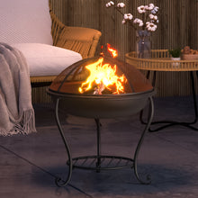 Load image into Gallery viewer, 47.5CM Fire Pit with Shelf Rack Patio Garden Fire Bowl Outdoor Heater Brazier with Poker