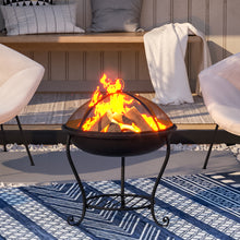 Load image into Gallery viewer, 47.5CM Fire Pit with Shelf Rack Patio Garden Fire Bowl Outdoor Heater Brazier with Poker