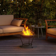 Load image into Gallery viewer, 47.5CM Fire Pit with Shelf Rack Patio Garden Fire Bowl Outdoor Heater Brazier with Poker