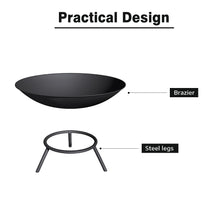 Load image into Gallery viewer, 58.5CM Garden Fire Pit Fire Bowl Outdoor Heater Brazier with Poker