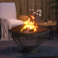 Load image into Gallery viewer, 75cm Round Fire Pit Patio Garden Fire Bowl Outdoor Heater Brazier with Poker