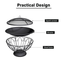 Load image into Gallery viewer, 75cm Round Fire Pit Patio Garden Fire Bowl Outdoor Heater Brazier with Poker