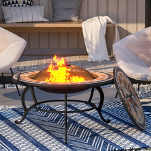 Load image into Gallery viewer, Mosaic Fire Pit Table Stove Garden BBQ Grill Shelf Brazier Patio Heater + Rain Cover