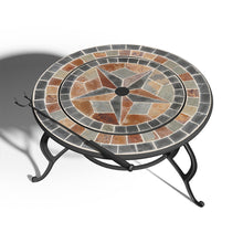 Load image into Gallery viewer, Mosaic Fire Pit Table Stove Garden BBQ Grill Shelf Brazier Patio Heater + Rain Cover